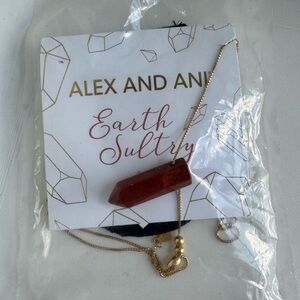 Alex and Ani Earth Sultry Necklace with Red Pendant